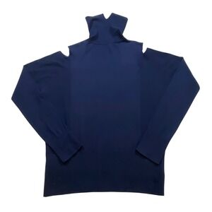 Vince Navy Blue Wool Blend Cold Shoulder Turtleneck Sweater Size S